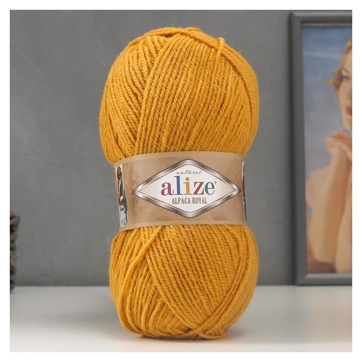 

Пряжа "Alpaca Royal" 30% альпака, 15% шерсть, 55% акрил 250м/100гр (02 шафран), Оранжевый