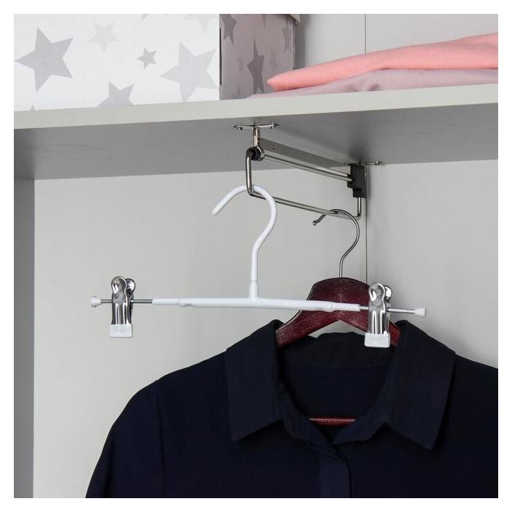 Вешалка для брюк и юбок с зажимами 31×13 см, антискользящее покрытие, цвет белый  
