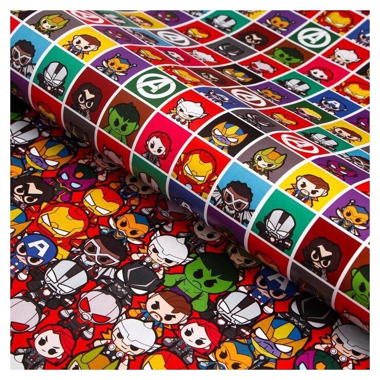 Бумага упаковочная глянцевая двусторонняя, мстители, 60 x 90 см  Marvel Comics