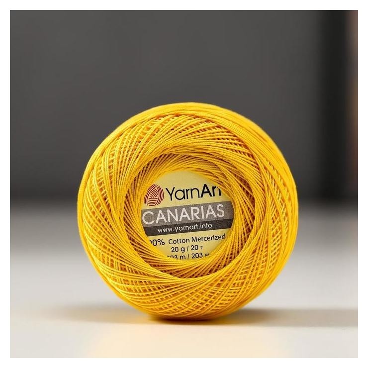

Пряжа "Canarias" 100% мерсериз. хлопок 203м/20г (6347), Жёлтый