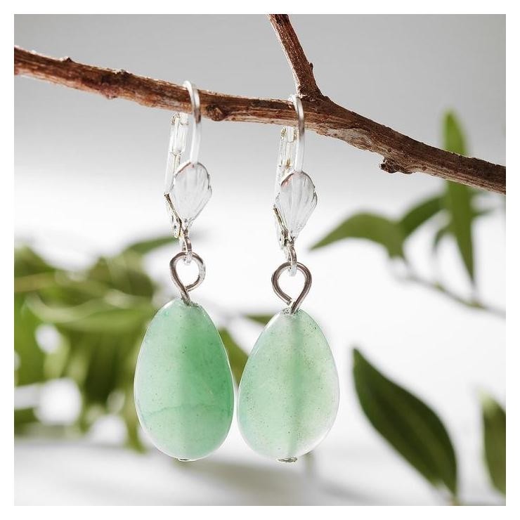 

Серьги капля плоская "Хризопраз", Зелёный