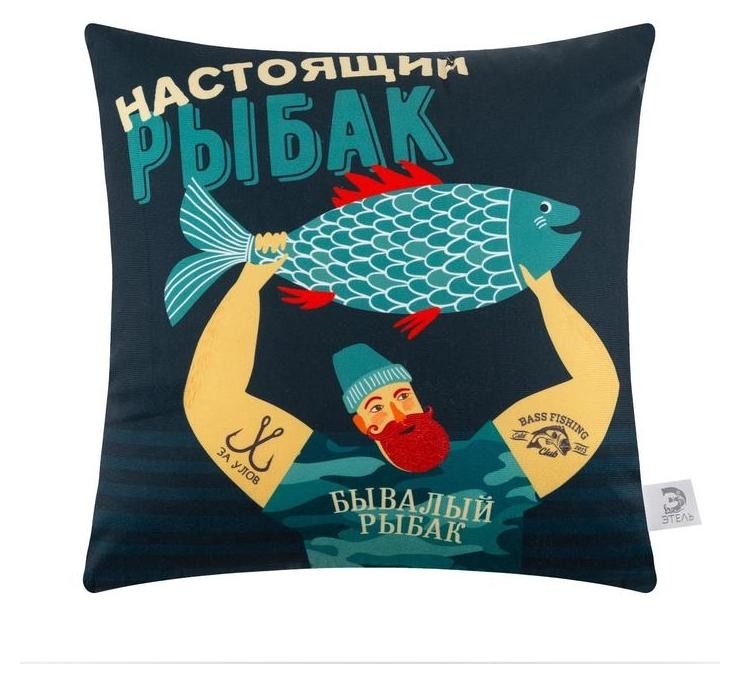 

Подушка декоративная этель "Рыбак" 40х40 см, велюр, 100% п/э, Черный