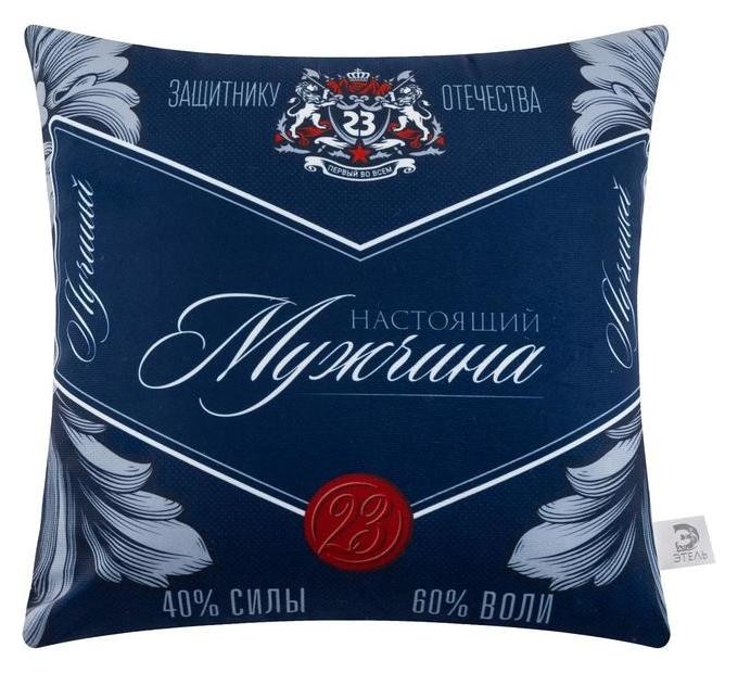

Подушка декоративная этель "Настоящий мужчина" 40х40 см, велюр, 100% п/э, Синий