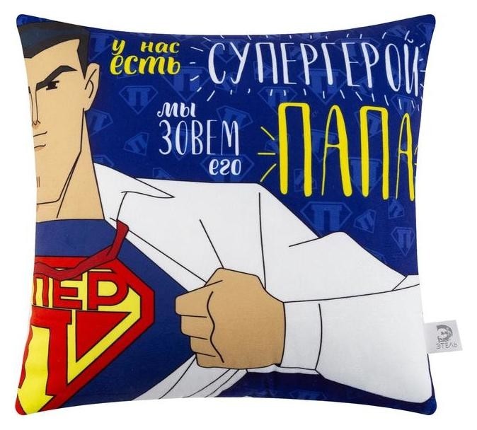 

Подушка декоративная этель "Суперпапа" 40х40 см, велюр, 100% п/э, Белый