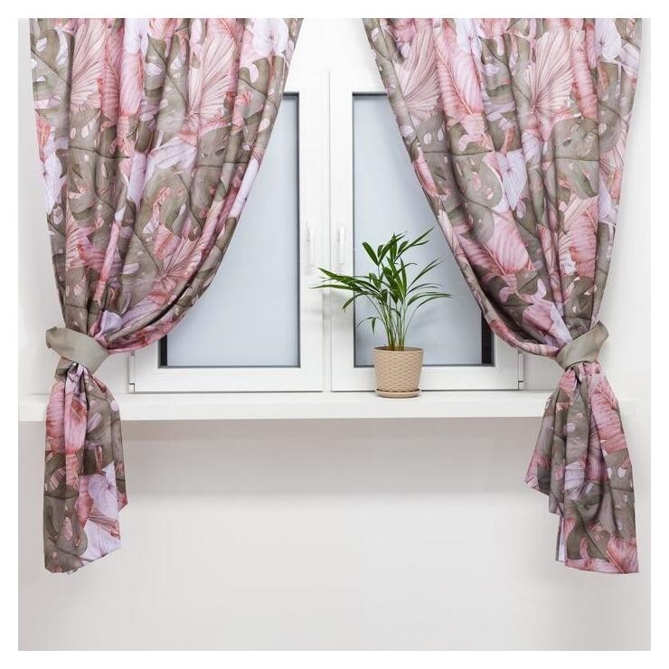 Комплект штор для кухни с подхватами этель "Сад" 145х180см-2 шт., 100% п/э  Этель