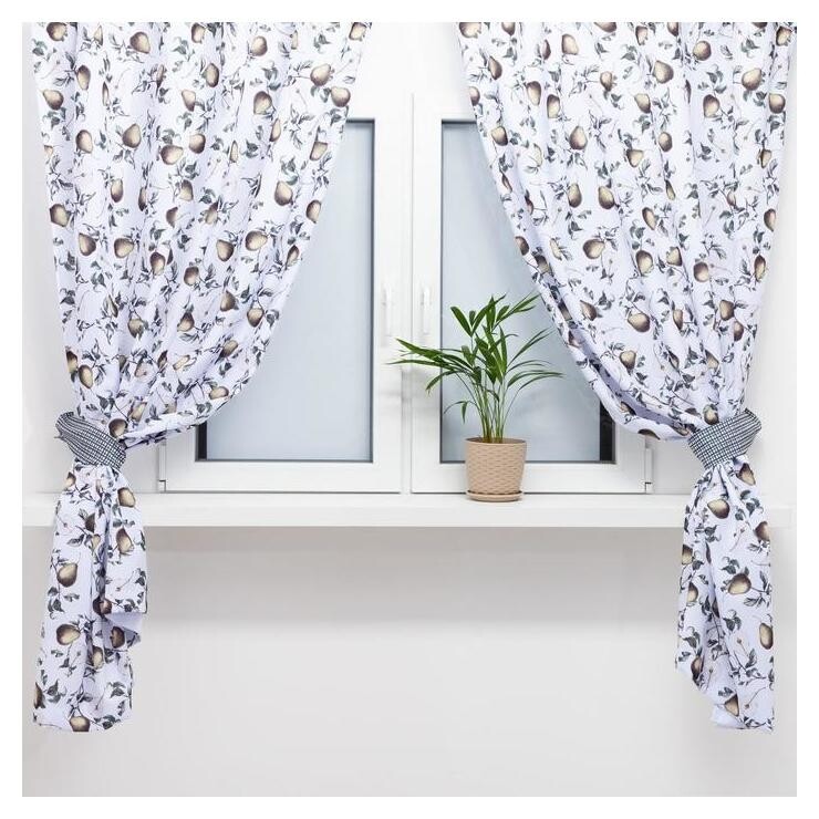 Комплект штор для кухни с подхватами этель "Груши" 145х180см-2 шт.,100% п/э  Этель