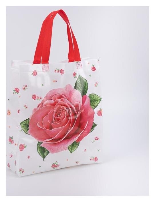Сумка хозяйственная, отдел без молнии, рисунок Роза  