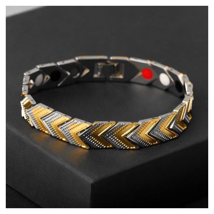 Браслет мужской "Цепь" галочки, цвет золотисто-серебряный, L=21  Queen Fair