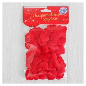 Сердечки декоративные, набор 100 шт., 2 см, цвет красный Страна Карнавалия