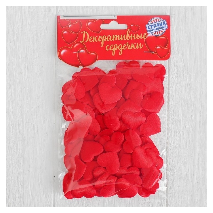 Сердечки декоративные, набор 100 шт., 2 см, цвет красный