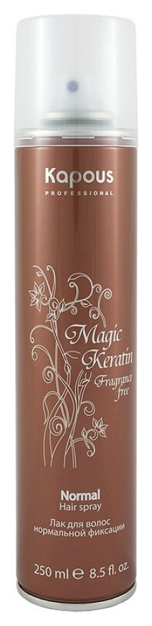 Лак аэрозольный для волос нормальной фиксации с кератином «Magic Keratin» Kapous Professional