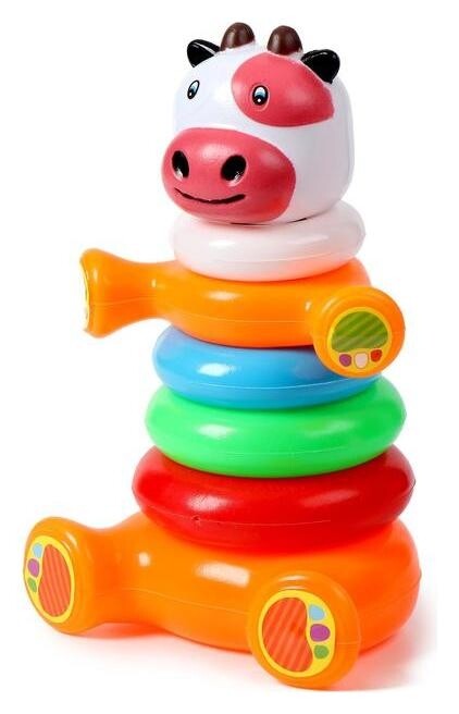 Пирамидка "Коровка", 6 колец  