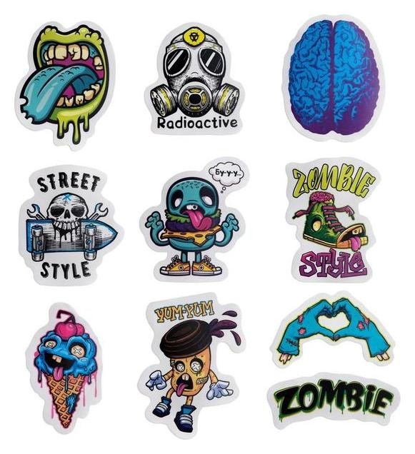 

Набор бумажных наклеек Zombie, 7 × 6 см, 10 шт