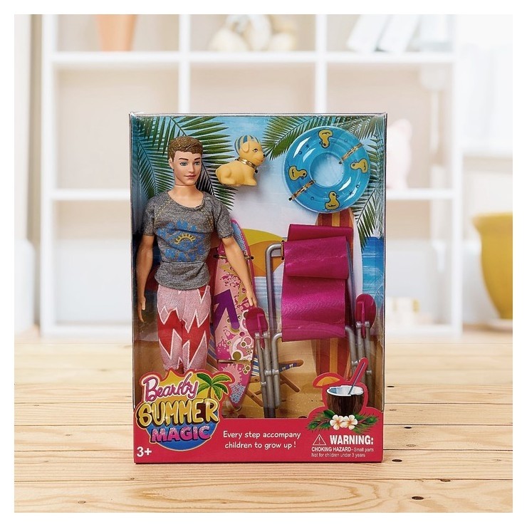 Кукла модель «Кен на пляже» с аксессуарами