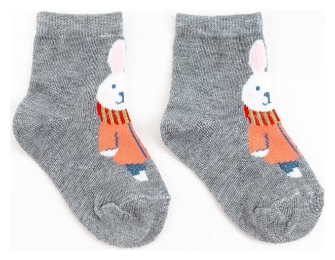 Носки детские «Зайка с шарфом» цвет серый, размер 18-20 Happy frensis