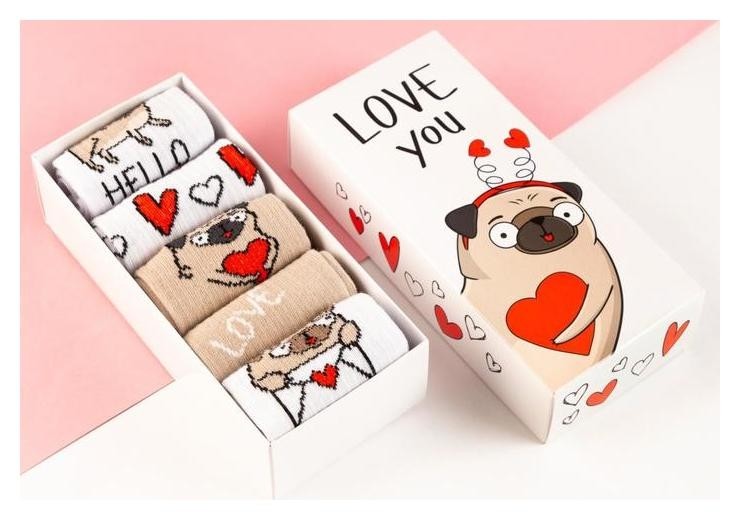 

Набор женских носков Kaftan "love You" 5 пар, р. 36-39 (23-25 см), Белый