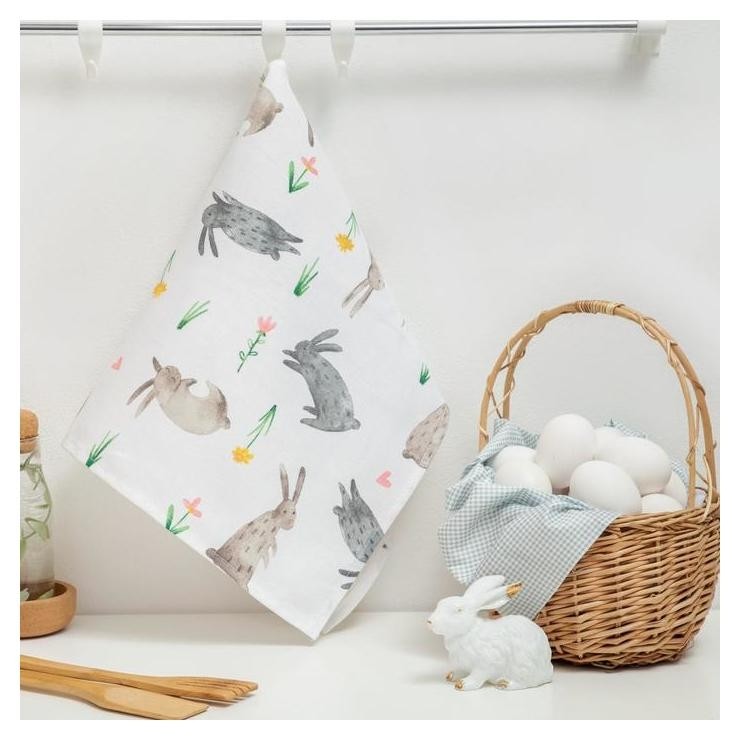 

Полотенце "Доляна" Fluffy Bunnies 35х60см 100% хл,164 г/м2, Серый