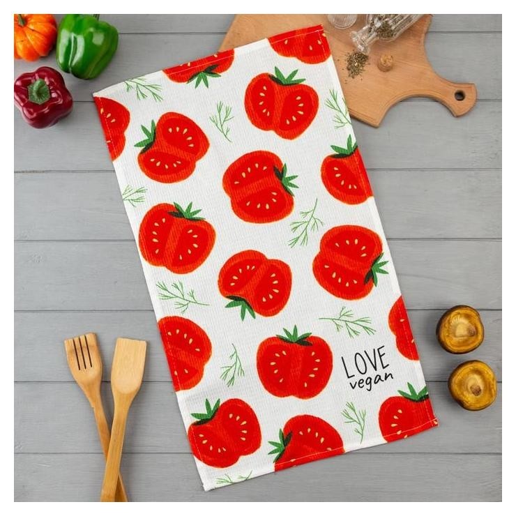 

Полотенце кух."Доляна" Love Vegan 35х60 см, 100% хл, 160г/м2, Белый