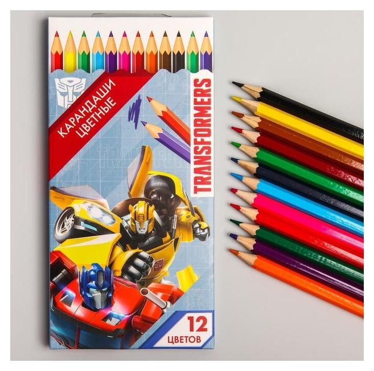 Карандаши цветные, 12 цвета, Transformers Hasbro