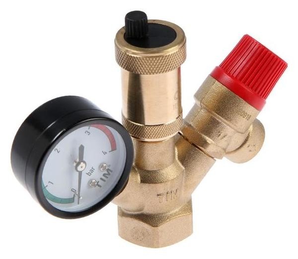 

Группа безопасности TIM Jh1024-3std, для котлов отопления, 1", без накидной гайки