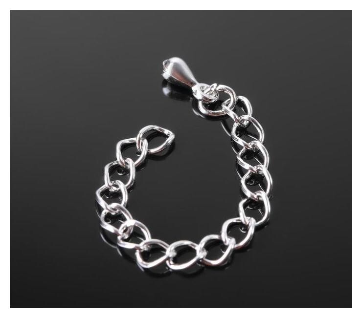 Цепочка-удлинитель витая с декоративной подвеской-капелькой 4,5*3,5мм, родирование, 5-6см 