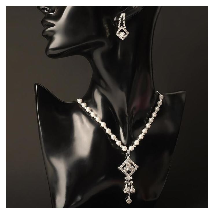 Гарнитур 2 предмета: серьги, кулон "Сияние" ромбики, L=40  Queen Fair