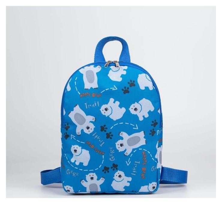 Рюкзак детский для мальчика, отдел на молнии Мишки Цвет голубой