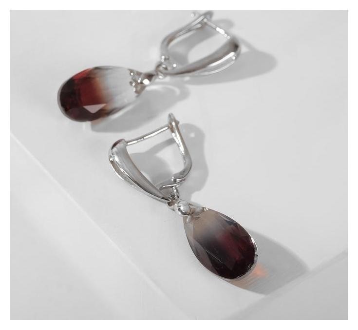 

Серьги со стразами "Иллюзион" капелька, цвет чёрный в серебре