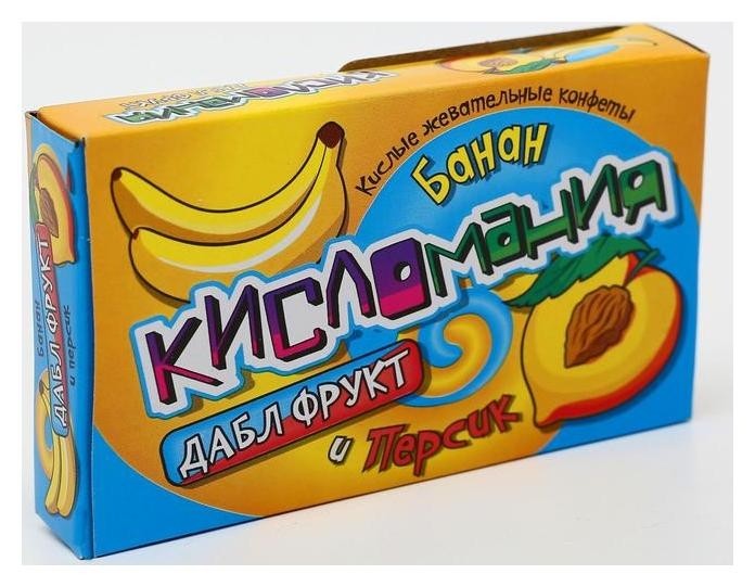 Жевательные конфеты «Кисломания дабл фрукт», банан и персик, 16 г отзывы