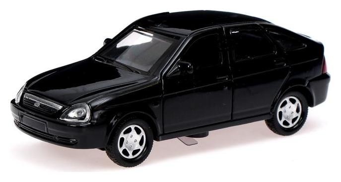 Машина металлическая Lada Priora, открываются двери, инерция, цвет чёрный