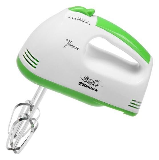 Ер Sakura Sa-6313gr, ручной, 150 Вт, 7 скоростей, бело-зелёный Sakura