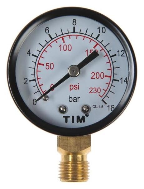 

Манометр TIM Y-50-16, радиальный, Дк 50 мм, 1,6 мпа, наружная резьба 1/4"