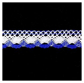 Тесьма плетеная сине-белая с люрексом 4,5 см, в рулоне 100 метров 