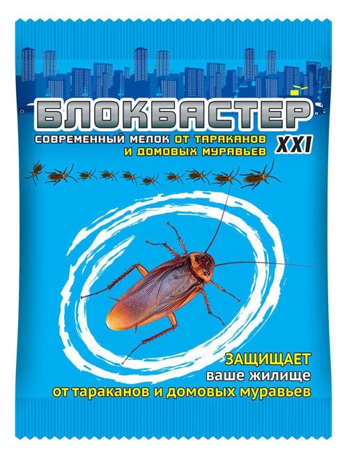Мелок от тараканов и домовых муравьев Блокбастер Xxi, 10 грамм