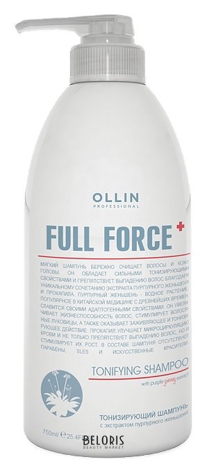 Тонизирующий шампунь с экстрактом пурпурного женьшеня OLLIN Professional Full Force