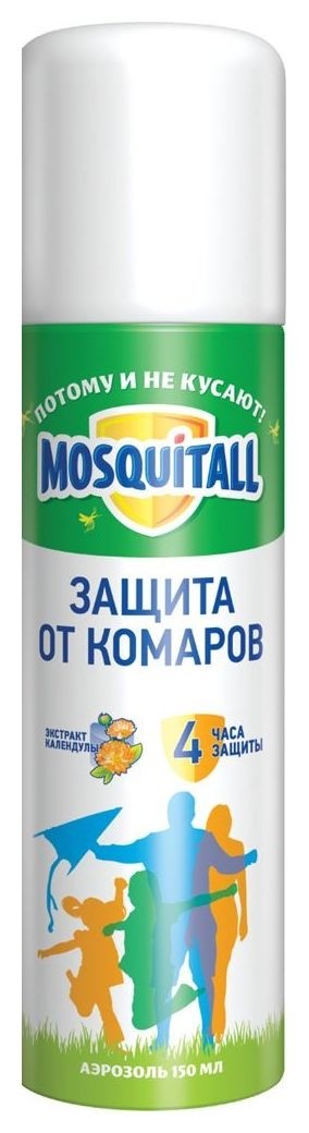 

Аэрозоль от комаров Mosquitall "Защита для взрослых", 150 мл, Белый;зеленый