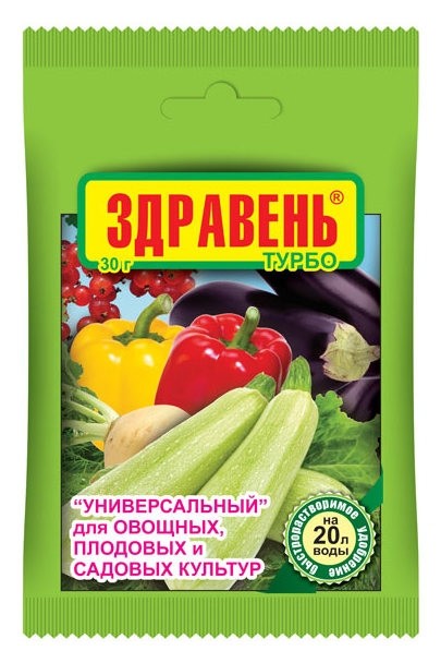 

Удобрение "Здравень турбо универсальный. Для овощных, плодовых, садовых культур", 30 грамм