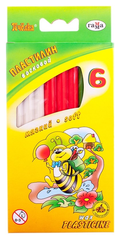 

Пластилин восковой "Пчелка" (6 цветов), Желтый