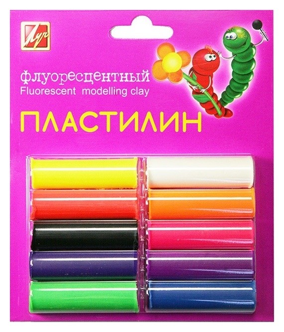

Пластилин флуоресцентный, 10 цветов, Розовый