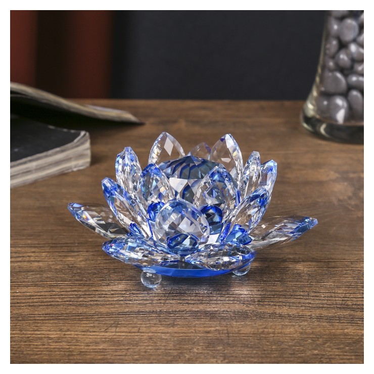 

Сувенир "Лотос-кристалл трехъярусный - голубая радуга"