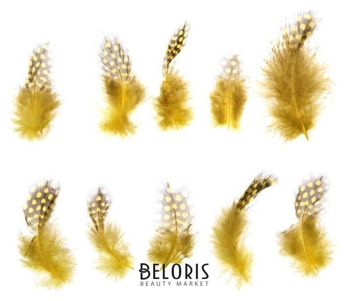 Набор перьев для декора 10 шт., размер 1 шт: 5 × 2 см, цвет жёлтый с коричневым NNB