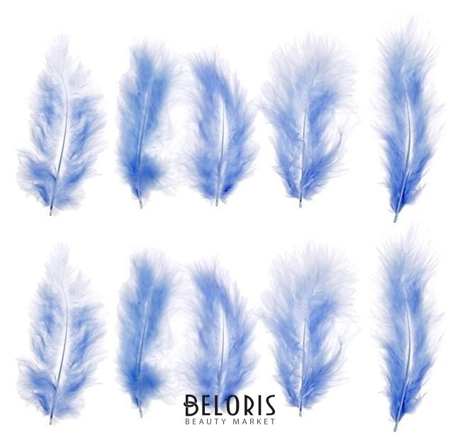 Набор перьев для декора 10 шт., размер 1 шт: 10 × 2 см, цвет голубой NNB