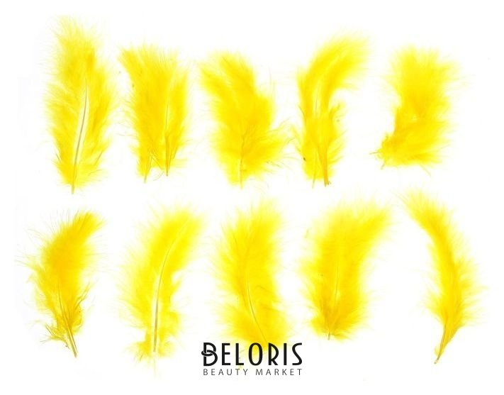 Набор перьев для декора 10 шт., размер 1 шт: 10 × 2 см, цвет жёлтый NNB