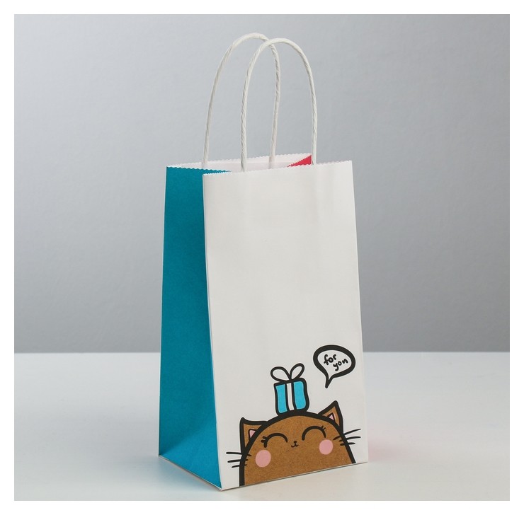 

Пакет подарочный крафт For You, 12 × 21 × 9 см, Голубой