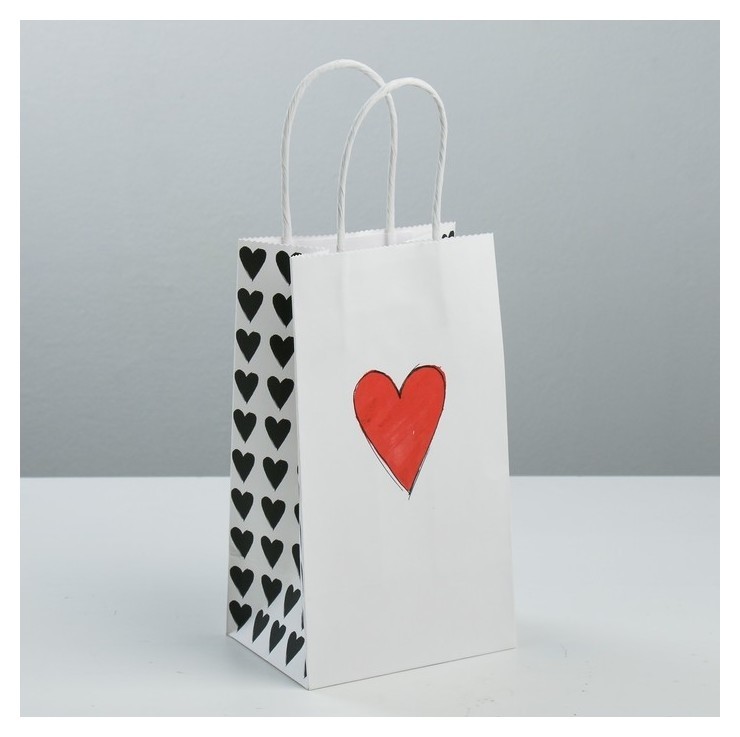 

Пакет подарочный крафтовый Love You, 12 × 21 × 9 см, Белый
