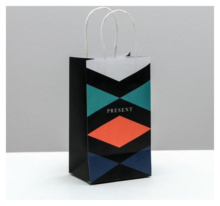 

Пакет подарочный крафтовый Present, 12 × 21 × 9 см, Чёрный