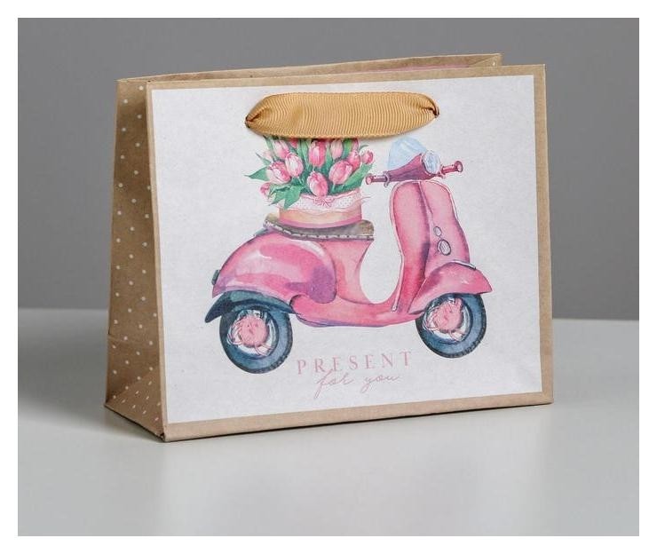 

Пакет крафтовый горизонтальный Present For You, 15 х 12 х 5,5 см, Розовый