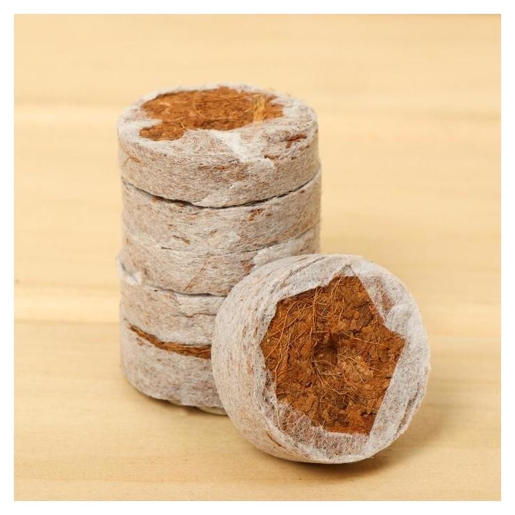 Таблетки кокосовые, D = 3,5 см, набор 6 шт., в оболочке, Greengo Greengo