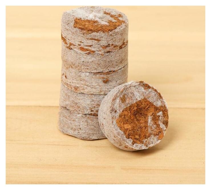 Таблетки кокосовые, D = 3 см, набор 6 шт., в оболочке, Greengo Greengo