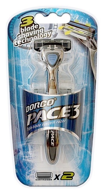 Бритвенный станок Dorco Pace 3, 2 кассеты, 3 лезвия